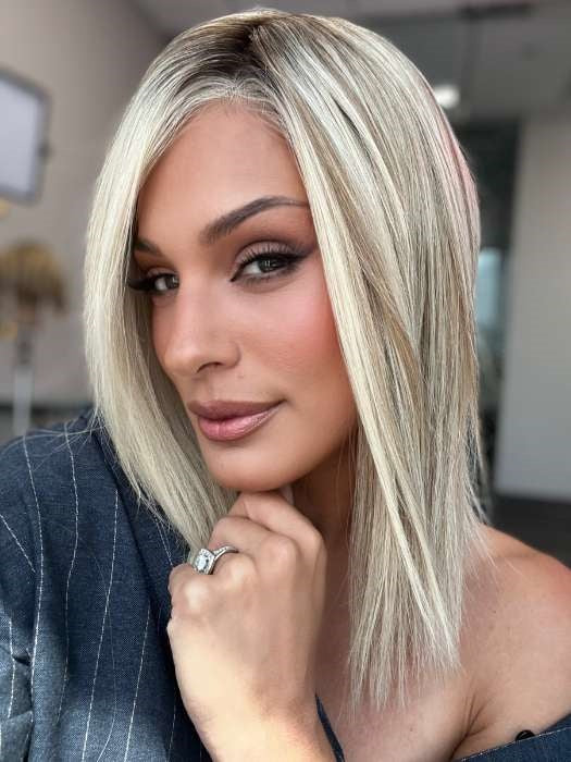 Platinum Blonde Ombre Lace Front Synthetic Wig