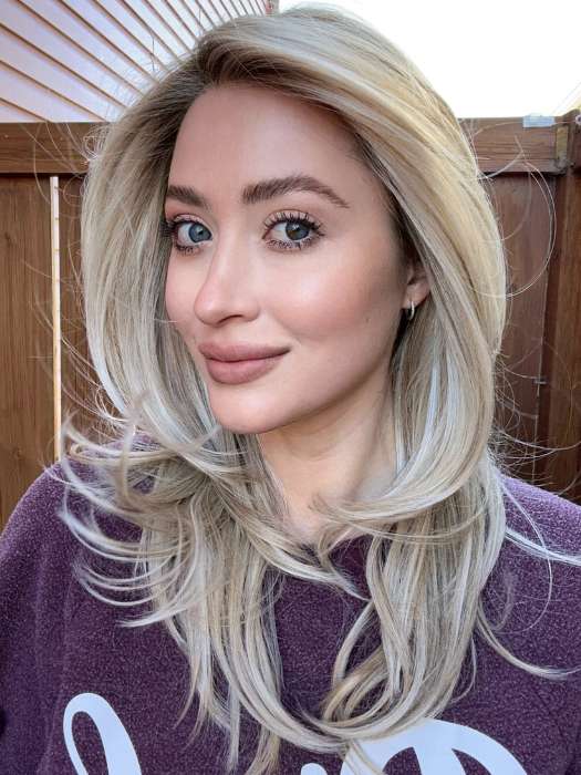 Platinum Blonde Medium Length Layered Lace Front Synthetic Wig