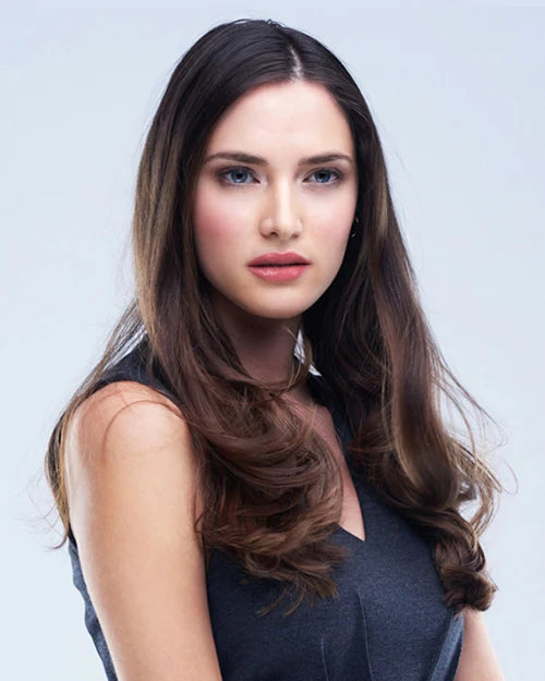 Dark Brown Long Wavy Synthetic Lace Front Wig