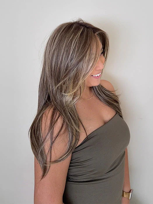 Ash Brown Ombre Layered Long Lace Front Synthetic Wig