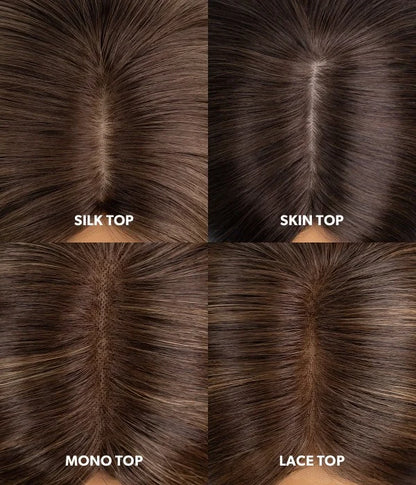 6"x6" Dark Brown Silk Top Human Hair Topper with Bangs for Thinning Hair