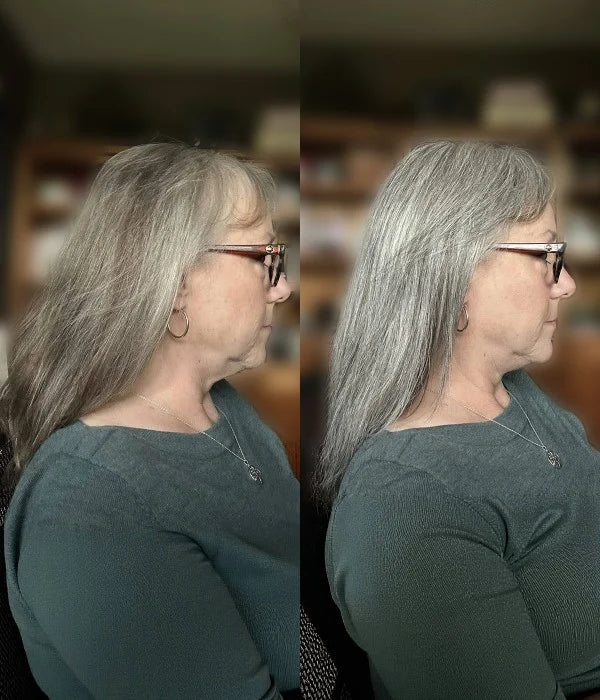 Gray Human Hair Topper Mono Top for Thinning Hair (7x8 Base)