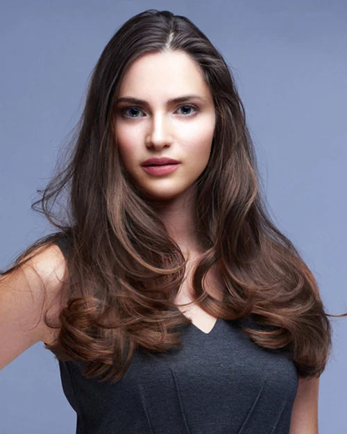 Dark Brown Long Wavy Synthetic Lace Front Wig