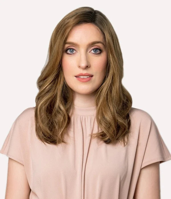 Caramel Brown Human Hair Topper with Highlights (5.5x5.5 Base)