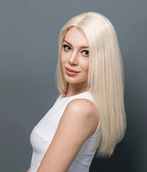 Platinum Blonde Silk Top Remy Human Hair Topper 5.5"x5.5"